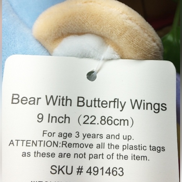 Kaisiyang Plush Bear With Butterfly Wings. 9” White Happy Mother’s Day Bib NWOT - Picture 7 of 16
